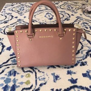 Mk rose tone studded purse